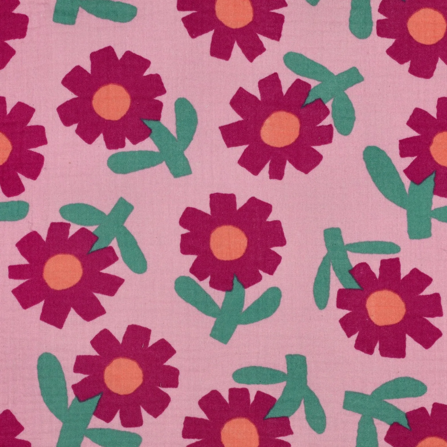Tissu double gaze de coton Jennifer Bouron Flowers - violine