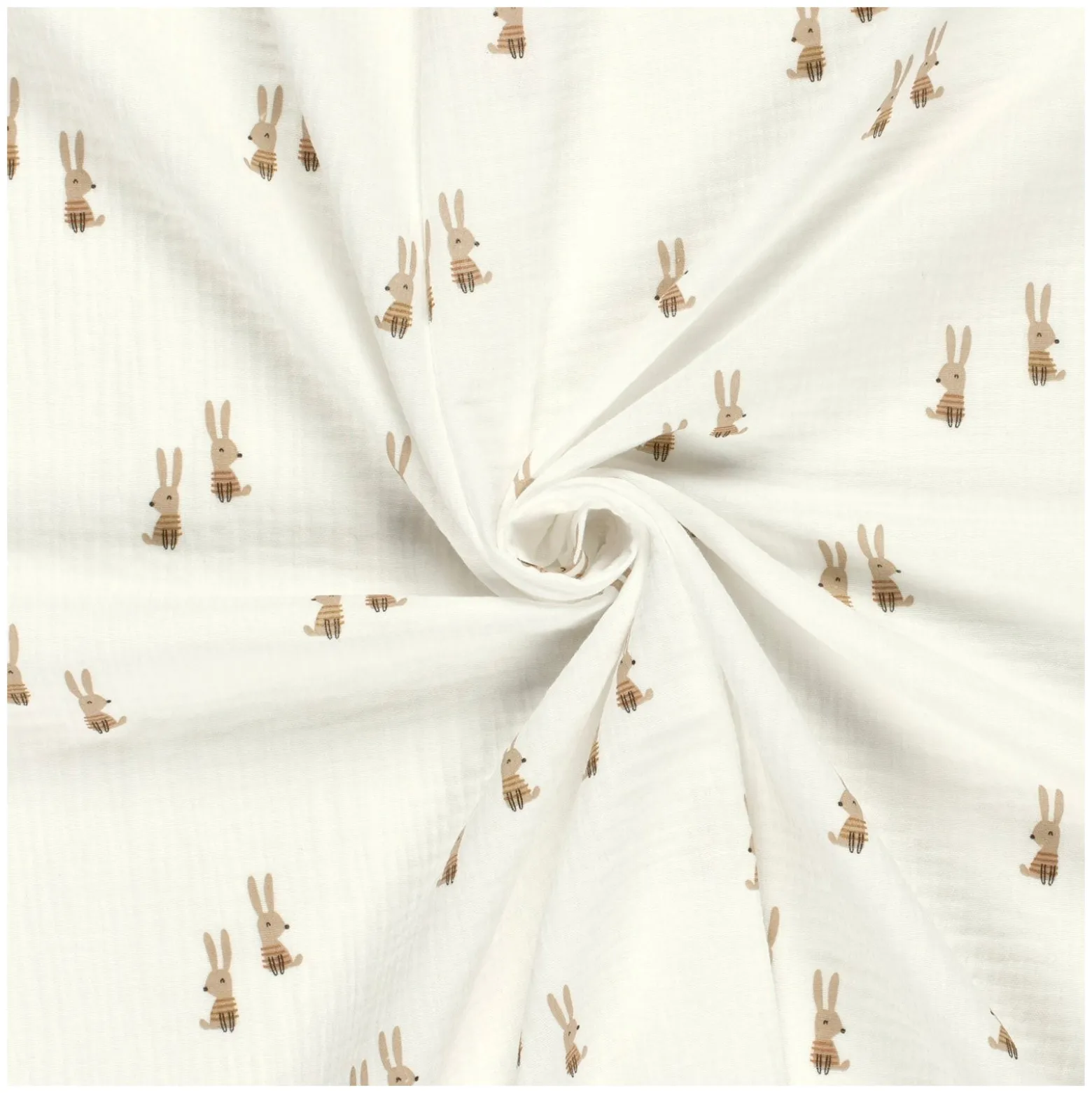 Tissu double gaze de coton Lapinou - blanc cassé