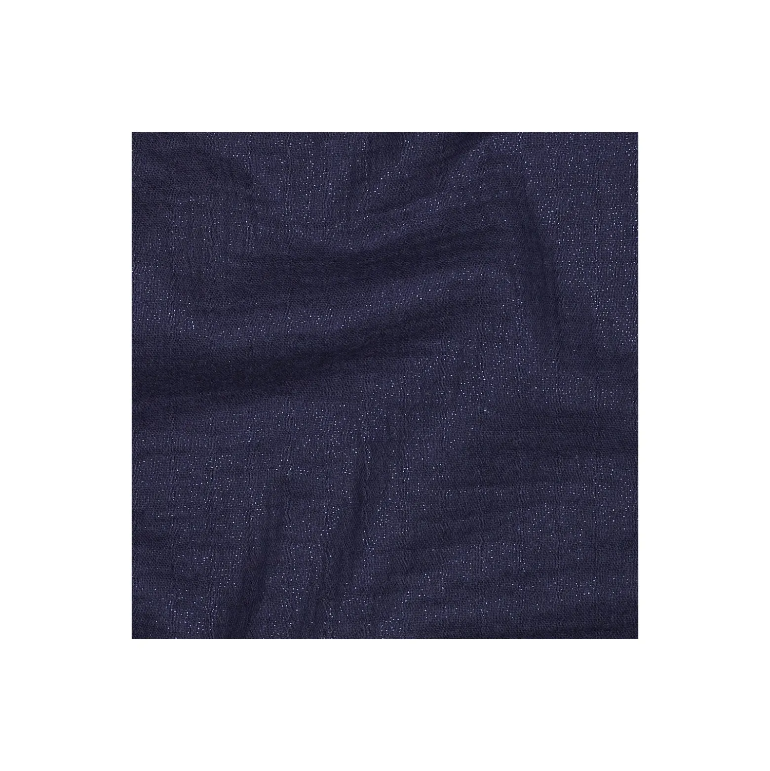 Tissu double gaze de coton pailleté - bleu marine