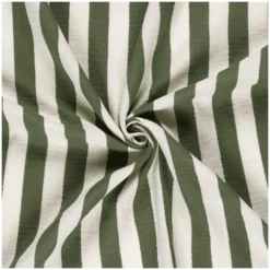 Tissu double gaze de coton rayé - vert kaki