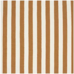 Tissu double gaze de coton rayé - ocre