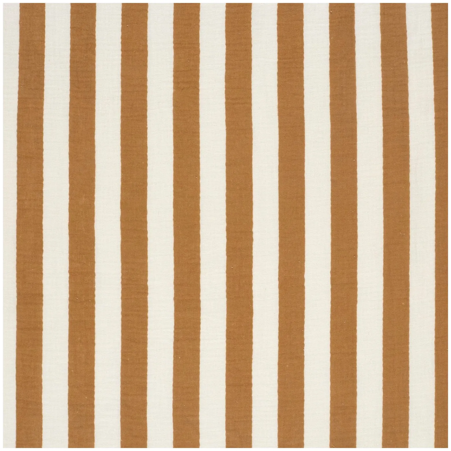 Tissu double gaze de coton rayé - ocre