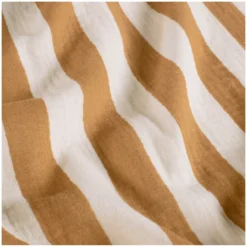 Tissu double gaze de coton rayé - ocre