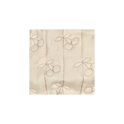 Tissu double gaze matelassé brodé Cerise - écru