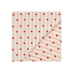 Tissu double gaze matelassé brodé Coeur - écru