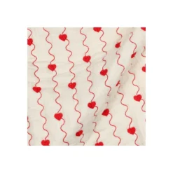Tissu double gaze matelassé brodé Coeur - écru