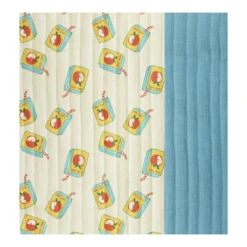 Tissu double gaze matelassé réversible Juice/Bleu