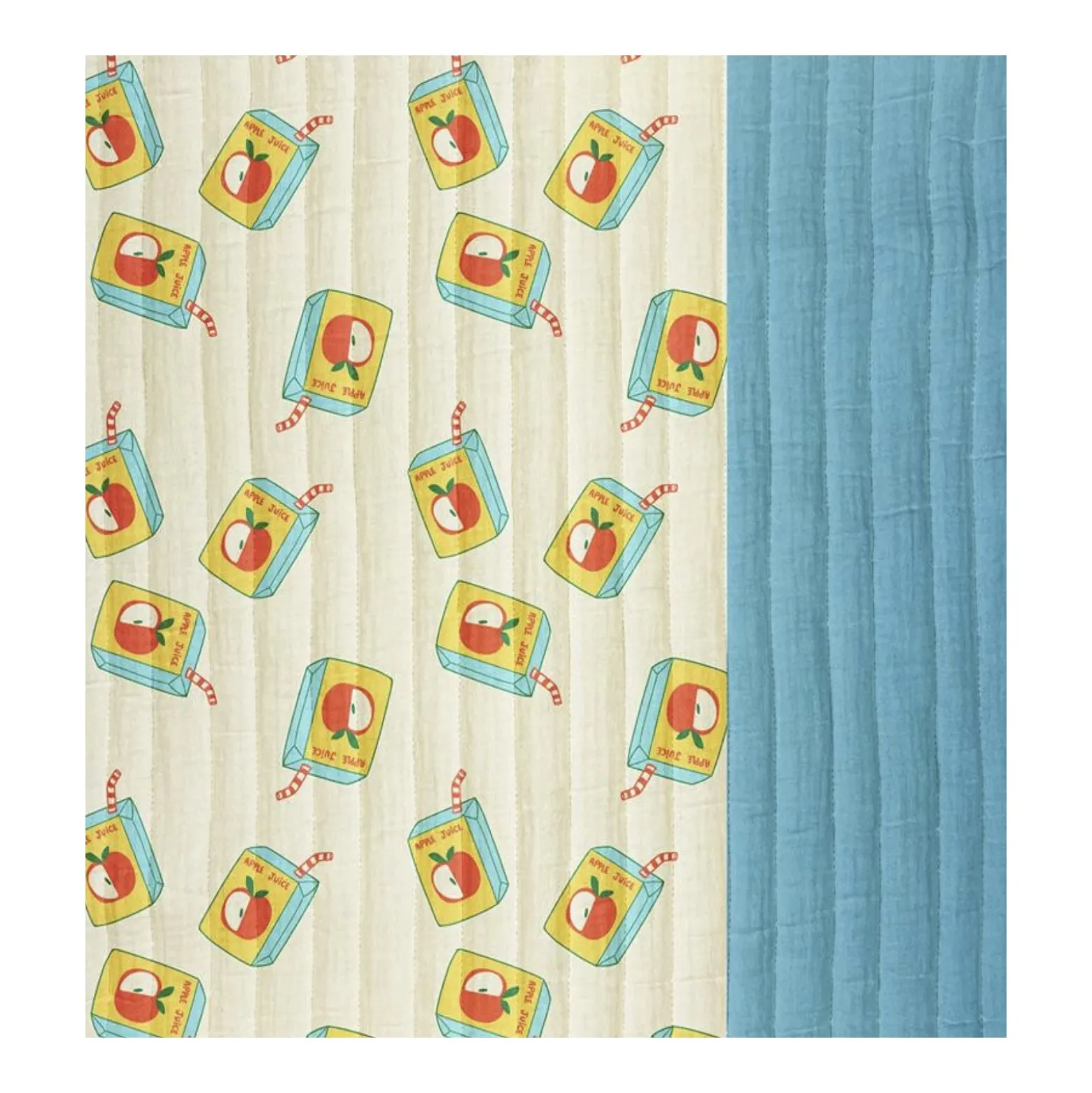 Tissu double gaze matelassé réversible Juice/Bleu