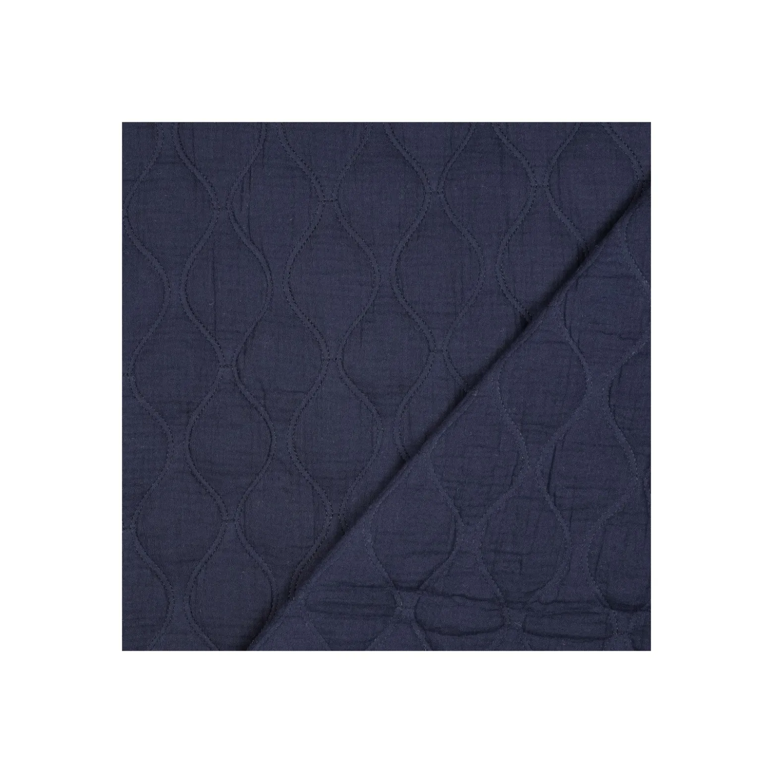 Tissu double gaze matelassé uni Ondi - bleu marine