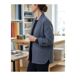 Tissu double gaze matelassé uni Ondi - bleu jean