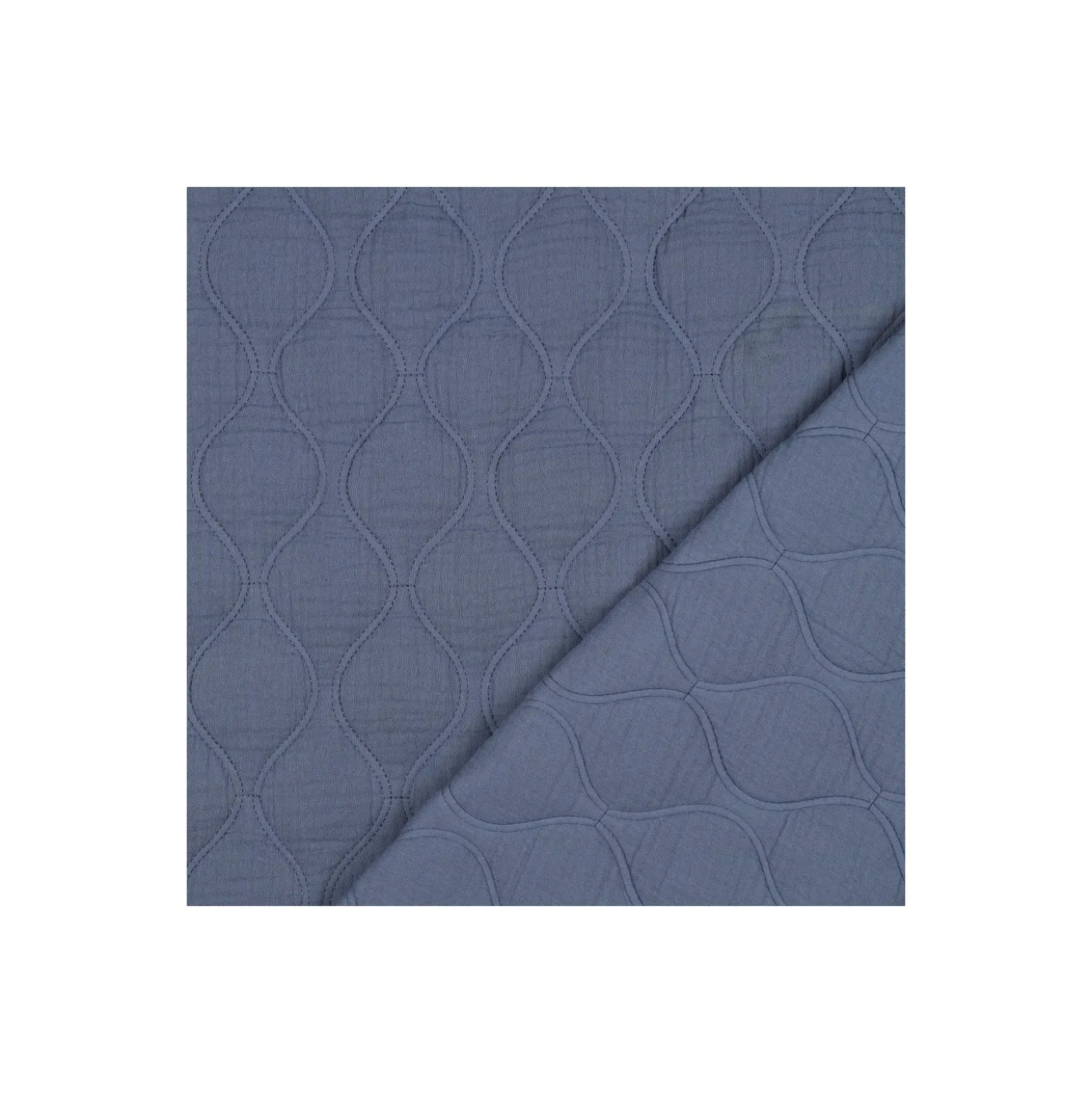 Tissu double gaze matelassé uni Ondi - bleu jean