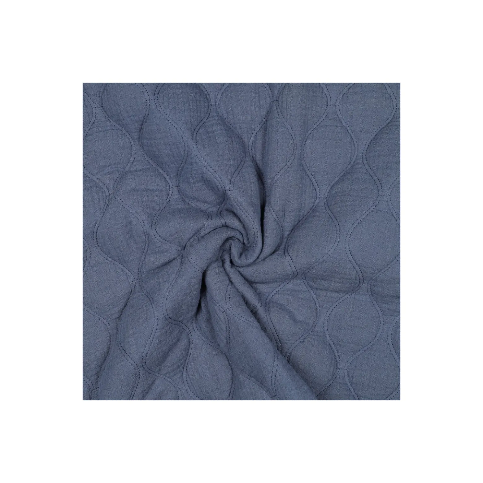 Tissu double gaze matelassé uni Ondi - bleu jean