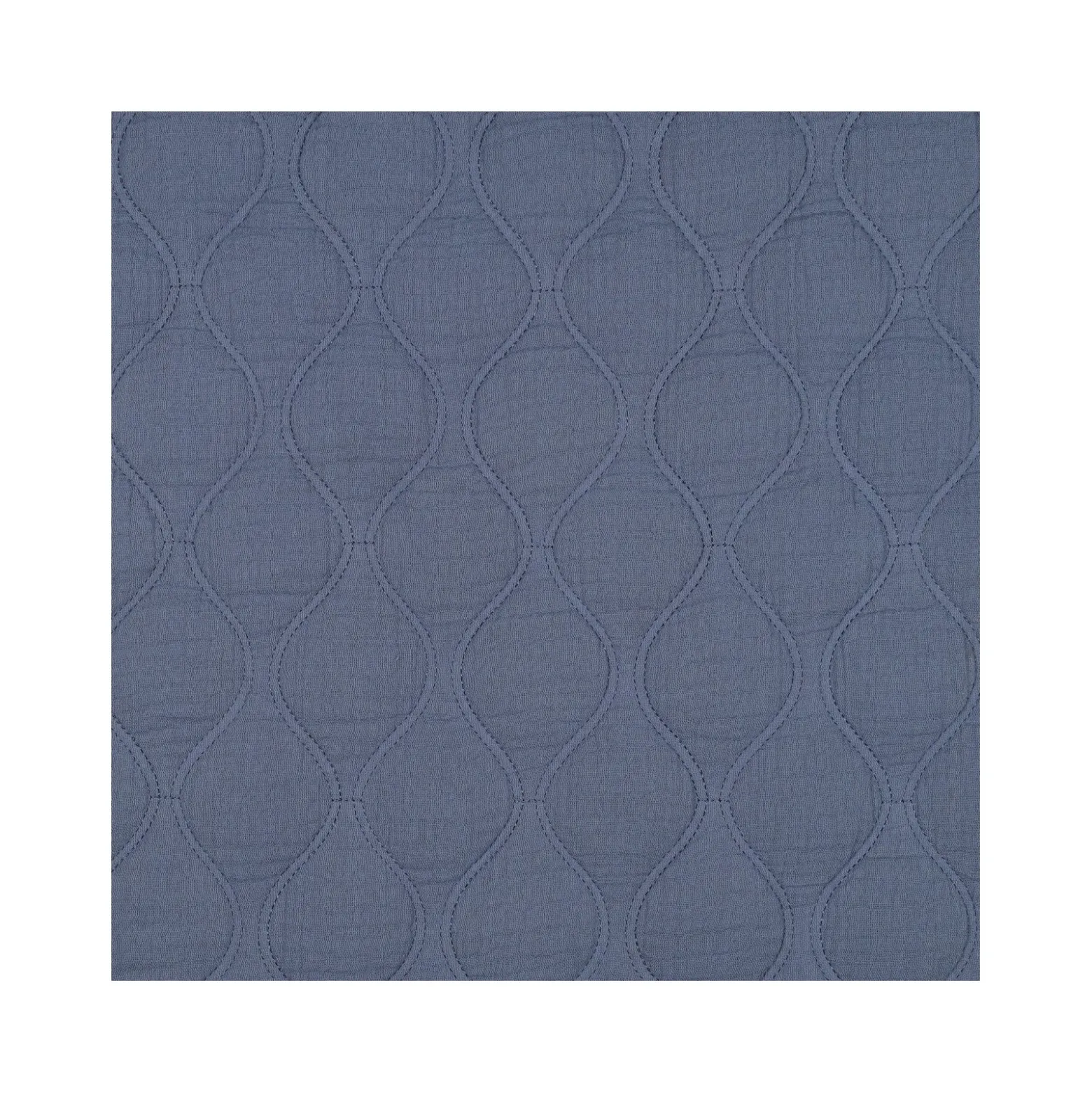 Tissu double gaze matelassé uni Ondi - bleu jean
