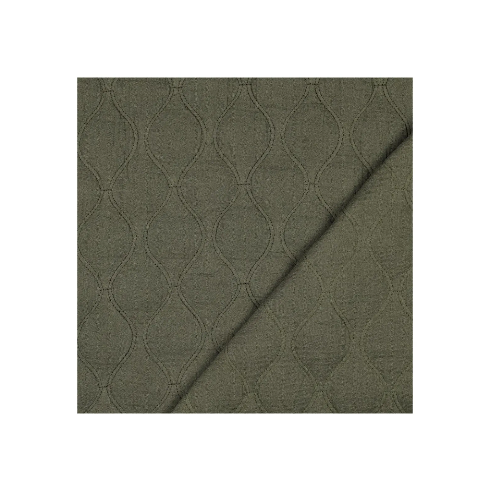 Tissu double gaze matelassé uni Ondi - vert militaire