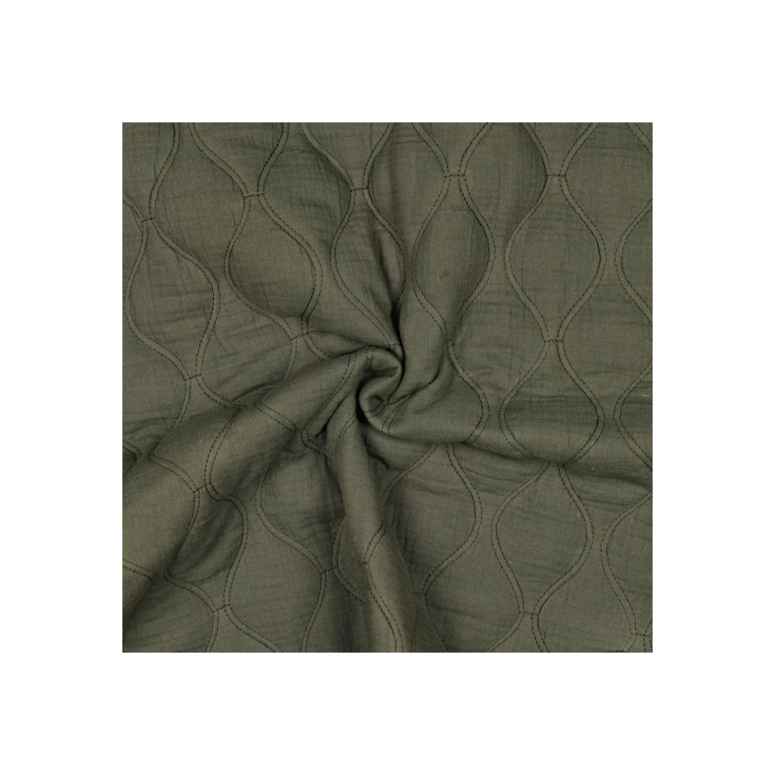 Tissu double gaze matelassé uni Ondi - vert militaire