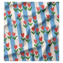 Tissu enduit spécial ciré Tulipe - bleu