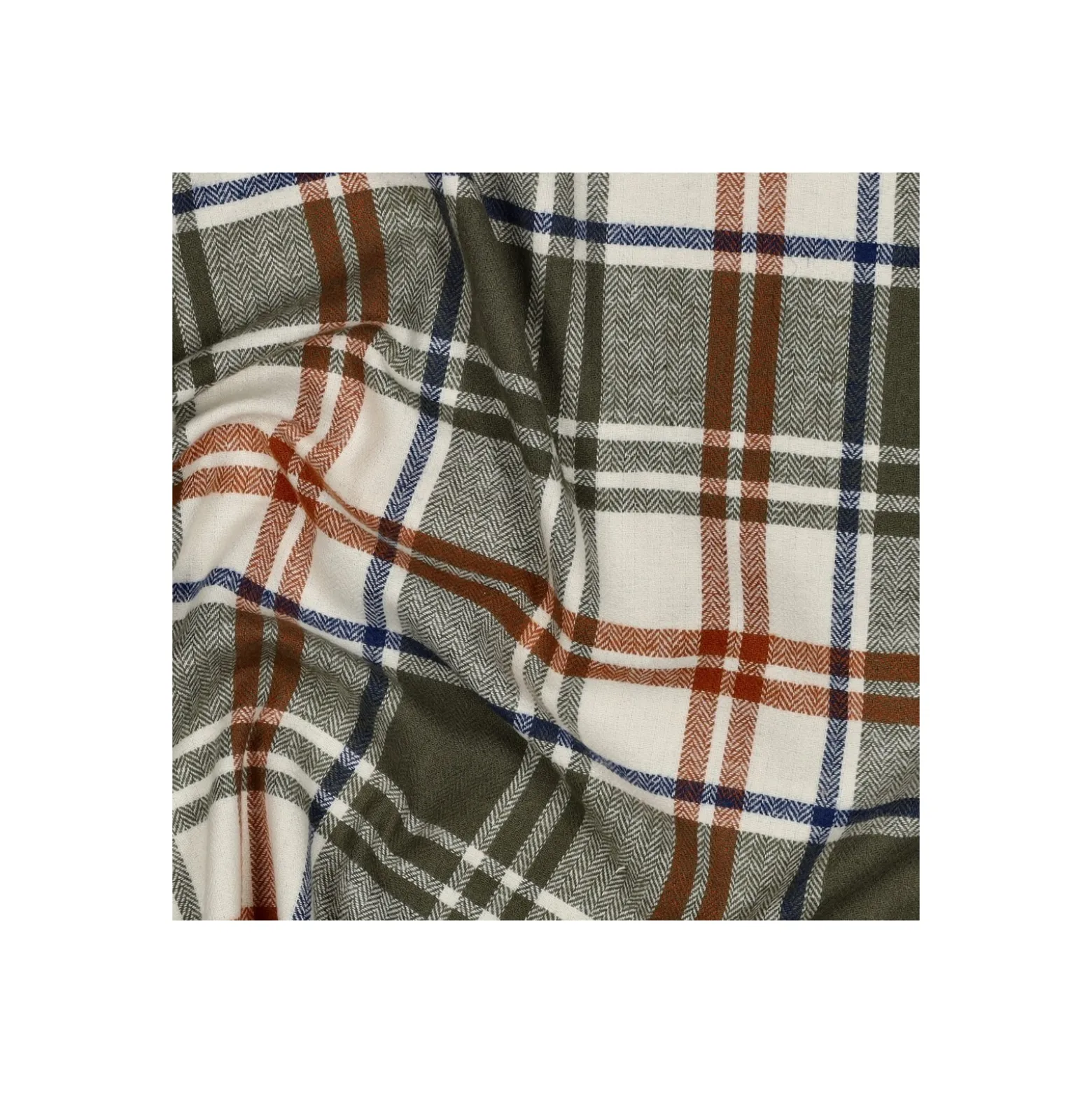 Tissu flanelle Carreaux - vert kaki