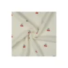 Tissu fourrure sherpa brodé Cerise - écru