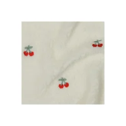 Tissu fourrure sherpa brodé Cerise - écru