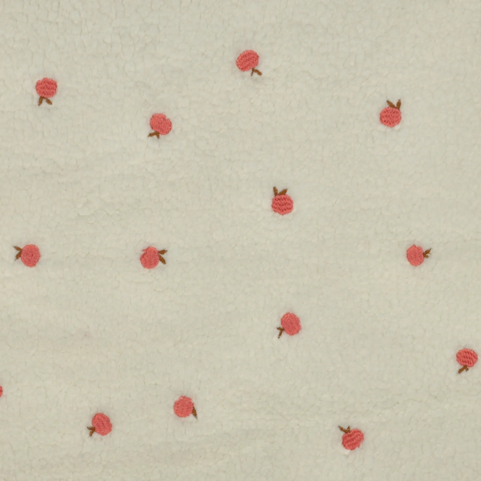 Tissu fourrure sherpa brodé Pêche - écru