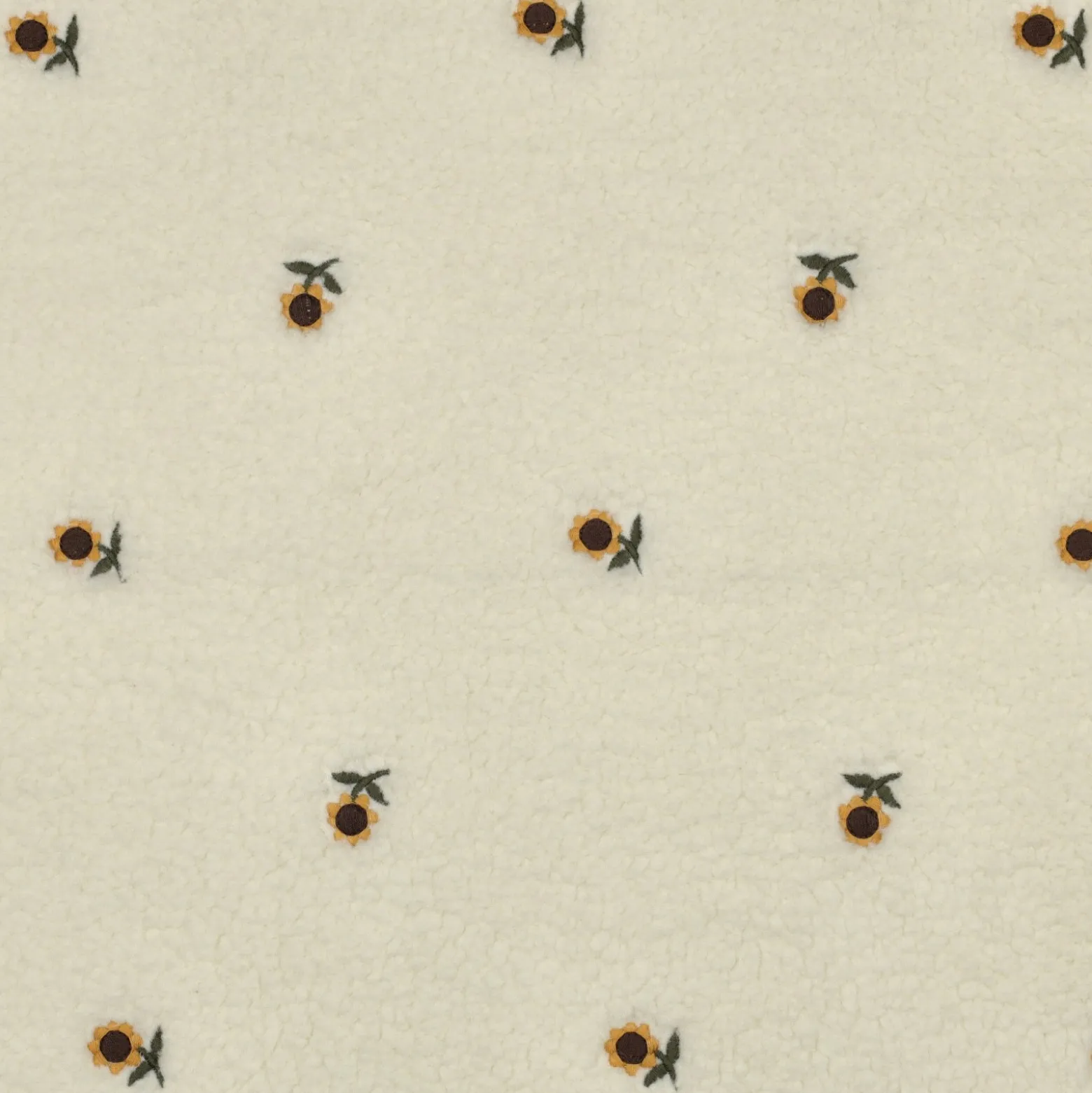 Tissu fourrure sherpa brodé Tournesol - écru