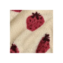 Tissu fourrure sherpa Fraise - écru