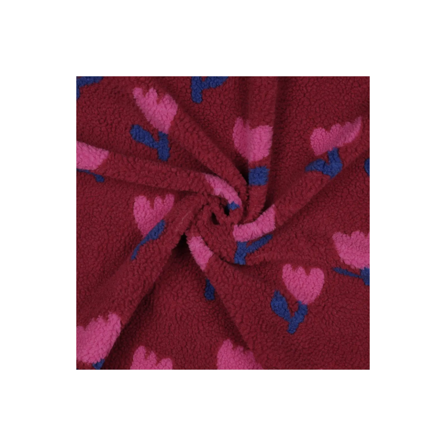 Tissu fourrure sherpa Tulipe - bordeaux
