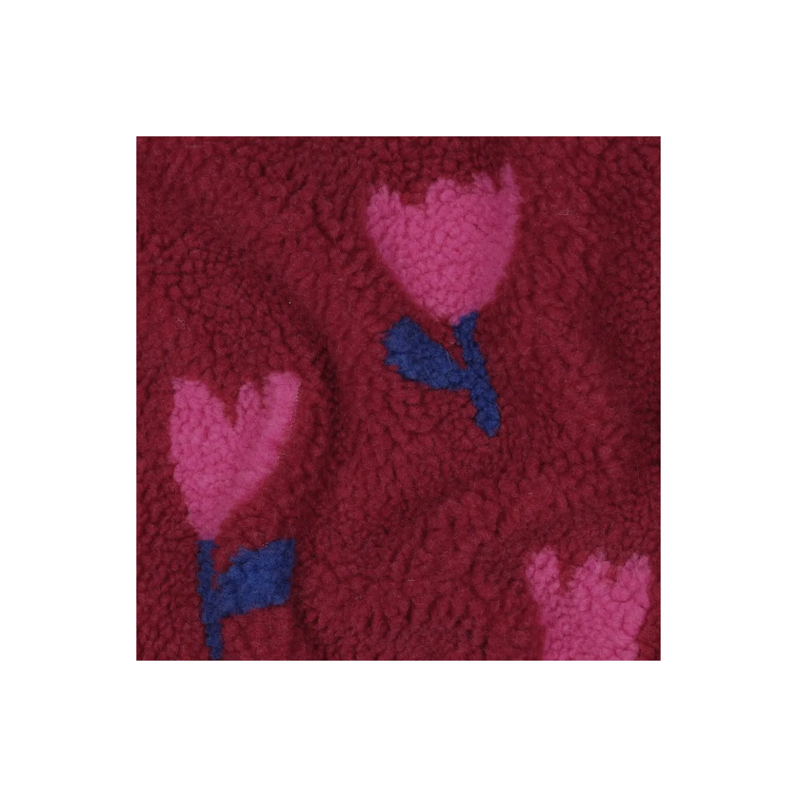 Tissu fourrure sherpa Tulipe - bordeaux