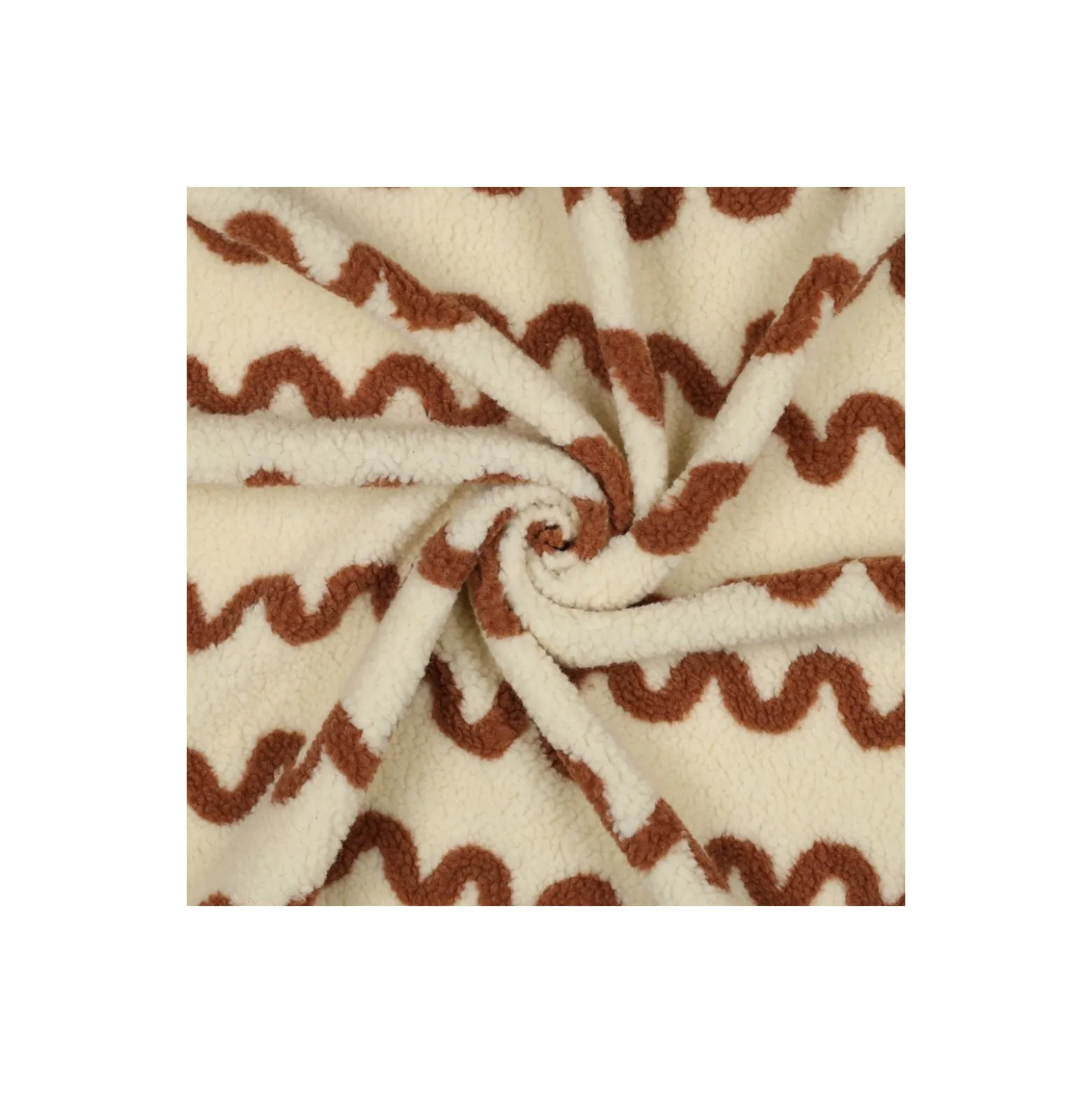 Tissu fourrure sherpa Waves - camel