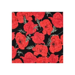 Tissu french terry Coquelicots - noir
