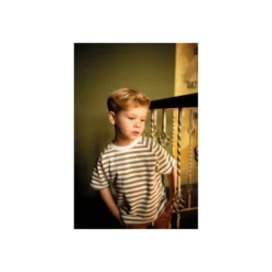 Tissu french terry Marinière - vert kaki