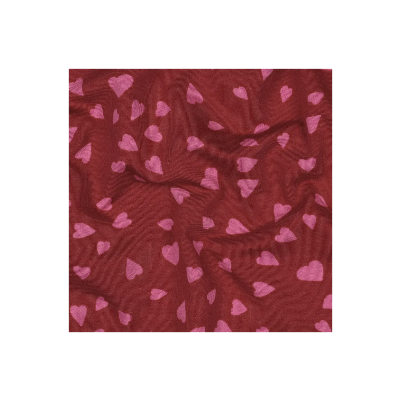 Tissu french terry Poppy Hearts - bordeaux