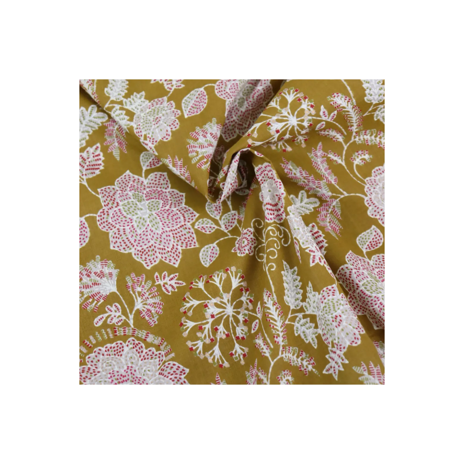 Tissu indien Jaya - jaune moutarde