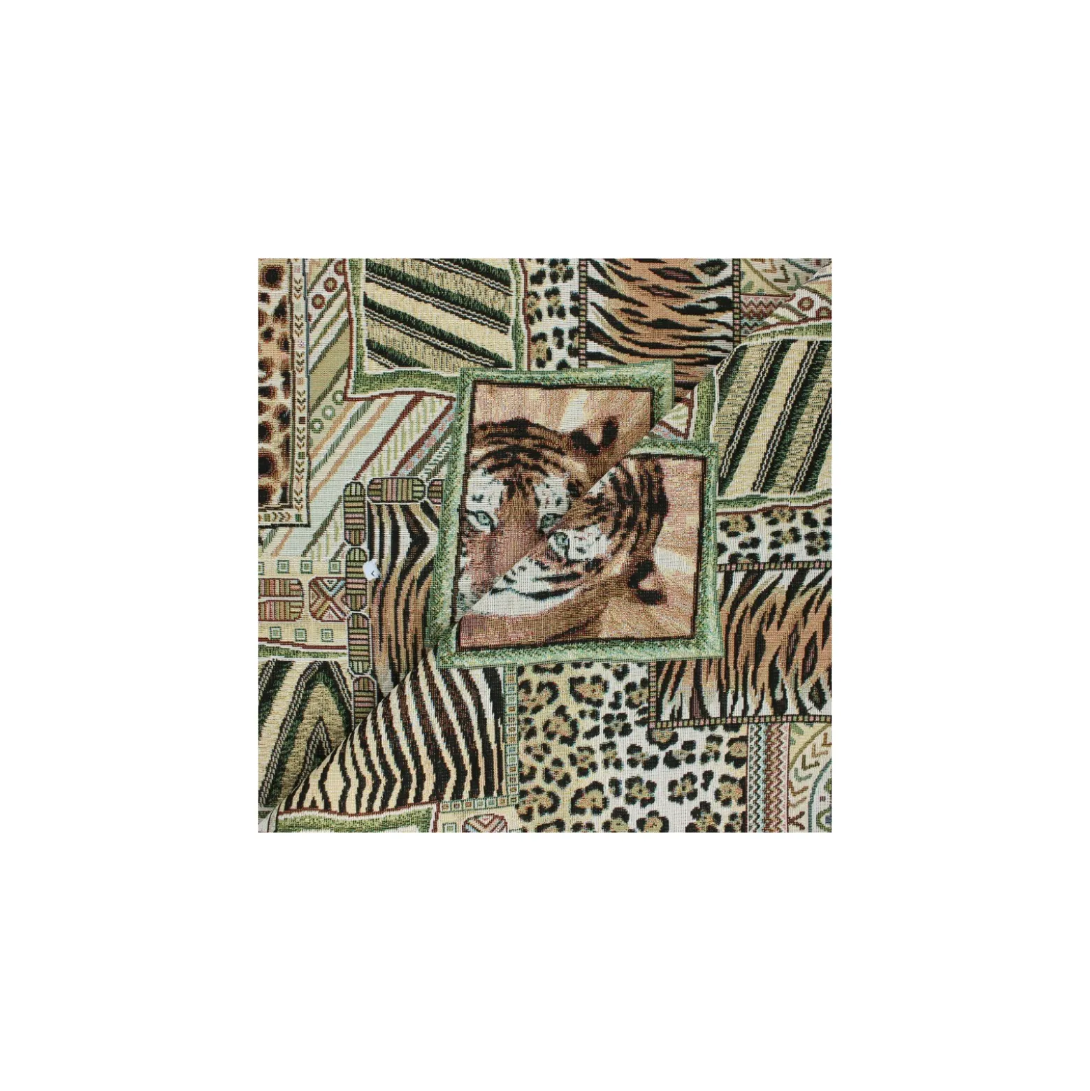 Tissu Jacquard lurex Safari - beige x 50cm