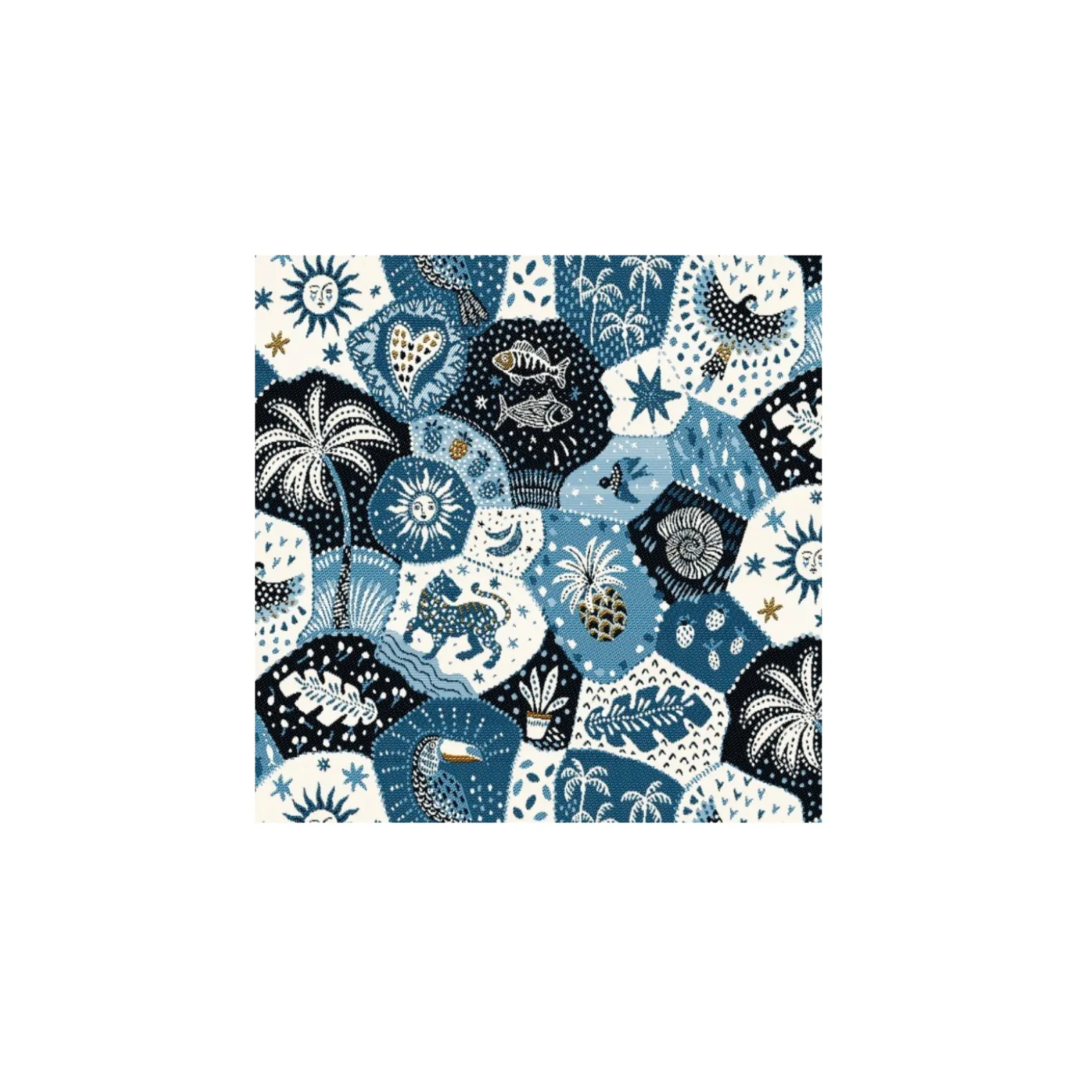 Tissu jacquard Toucan - bleu