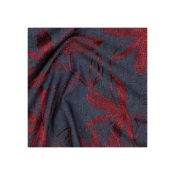 Tissu jean fluide brodé Navi - bordeaux