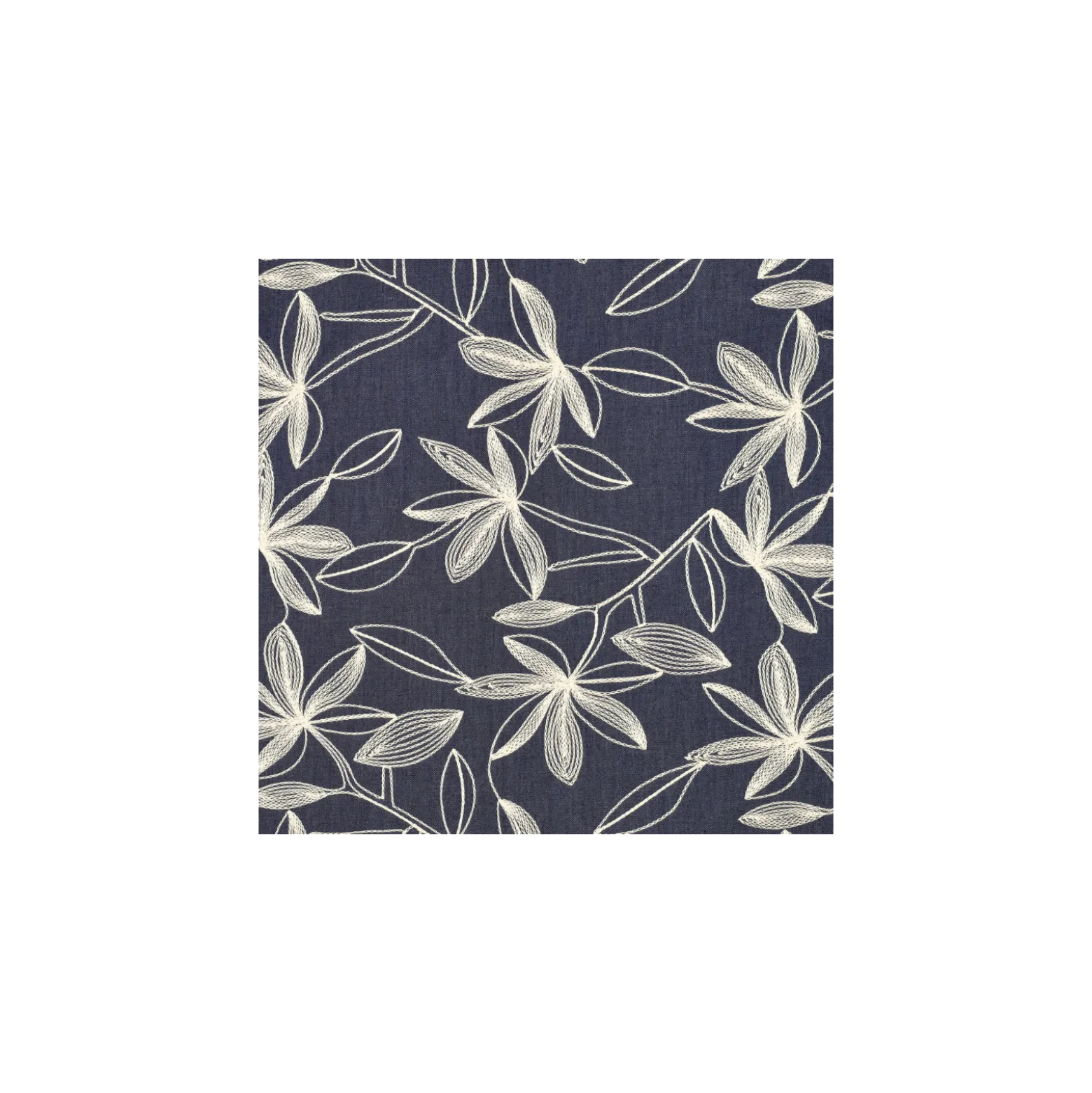 Tissu jean fluide brodé Navi - écru