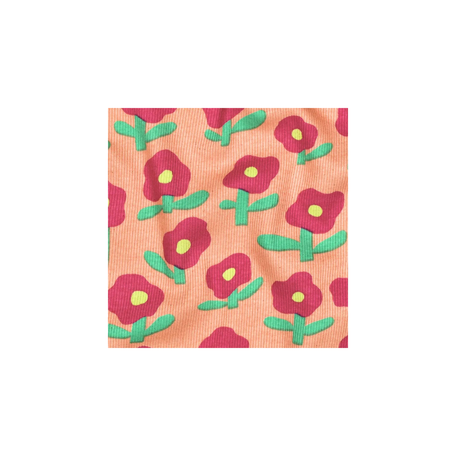 Tissu jersey côtelé Jennifer Bouron Fleurs - pêche