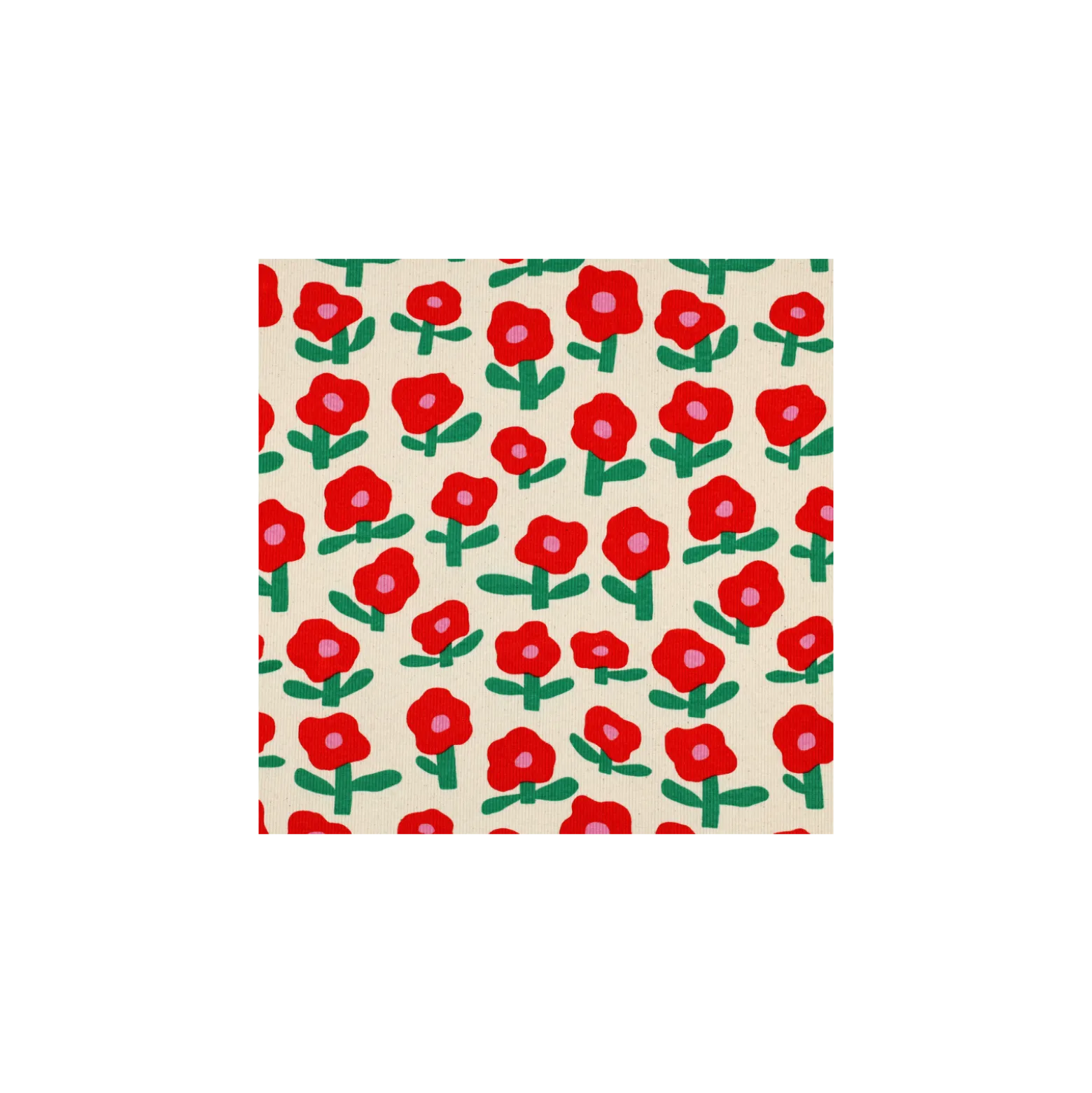 Tissu jersey côtelé Jennifer Bouron Fleurs - écru