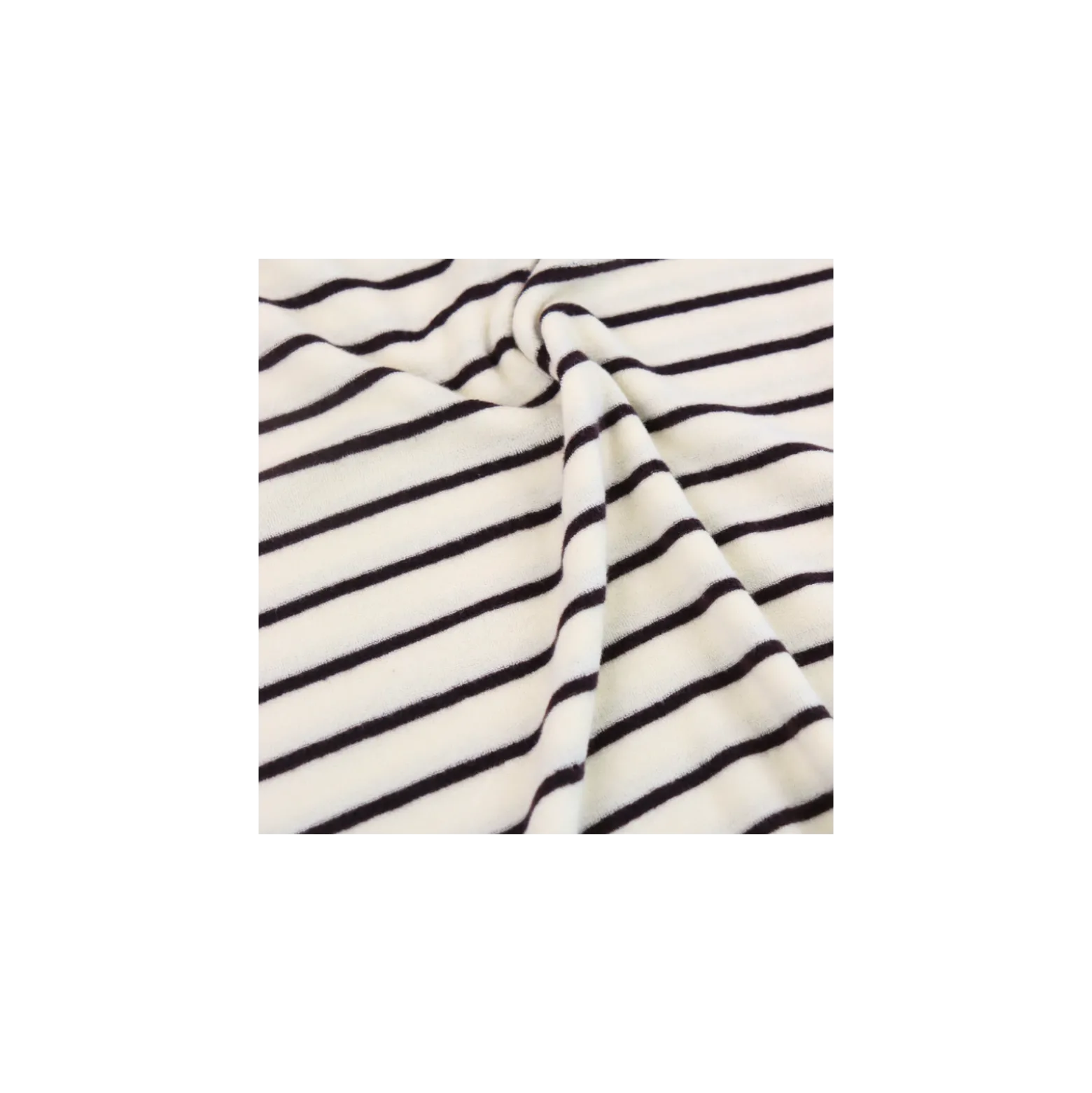 Tissu jersey éponge rayé Jim - écru / marron