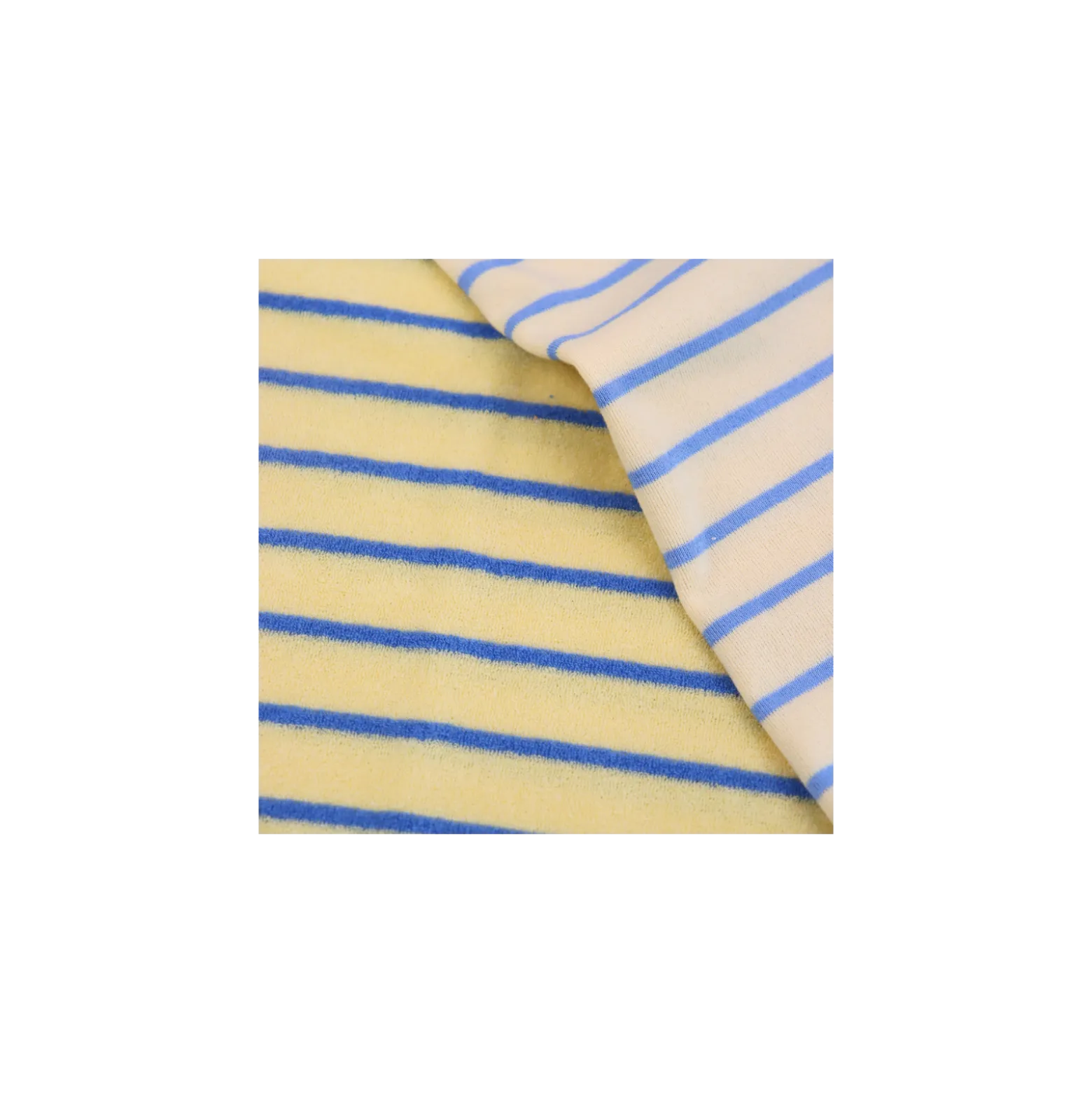 Tissu jersey éponge rayé Jim - jaune beurre / bleu