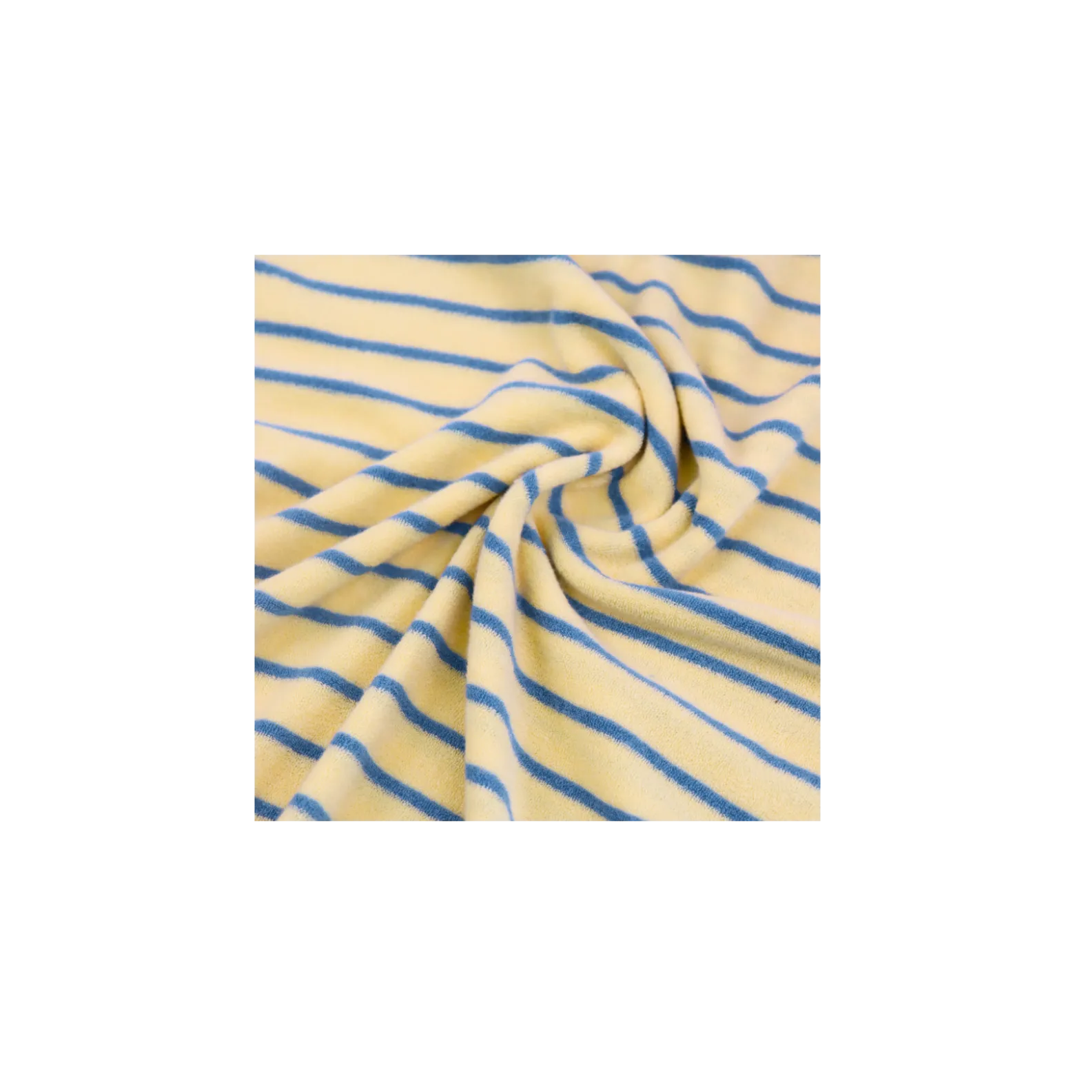 Tissu jersey éponge rayé Jim - jaune beurre / bleu