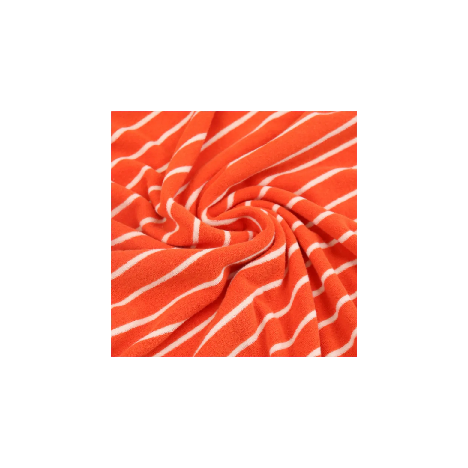 Tissu jersey éponge rayé Jim - orange / écru