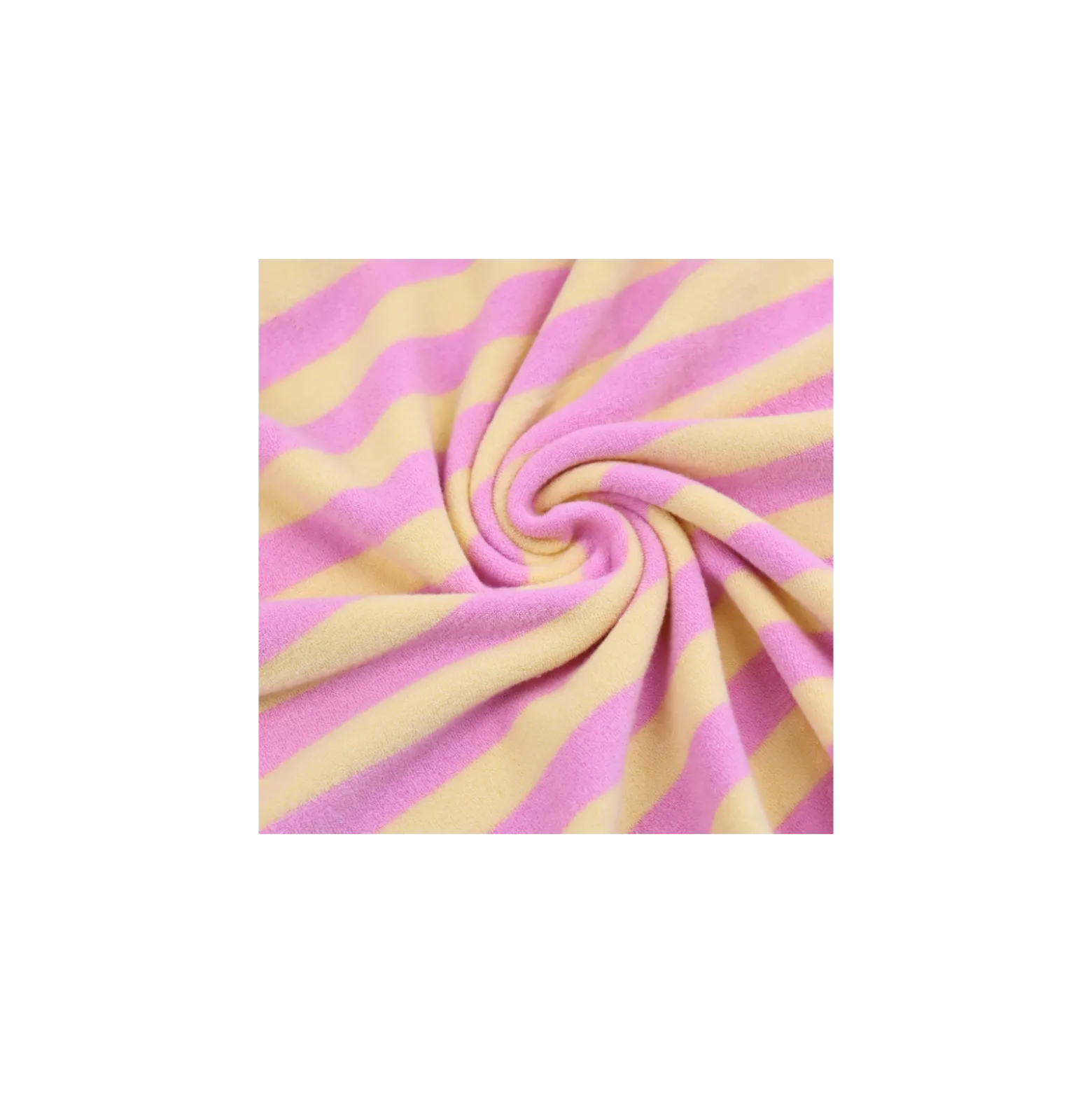 Tissu jersey éponge rayé Leo - jaune beurre / rose