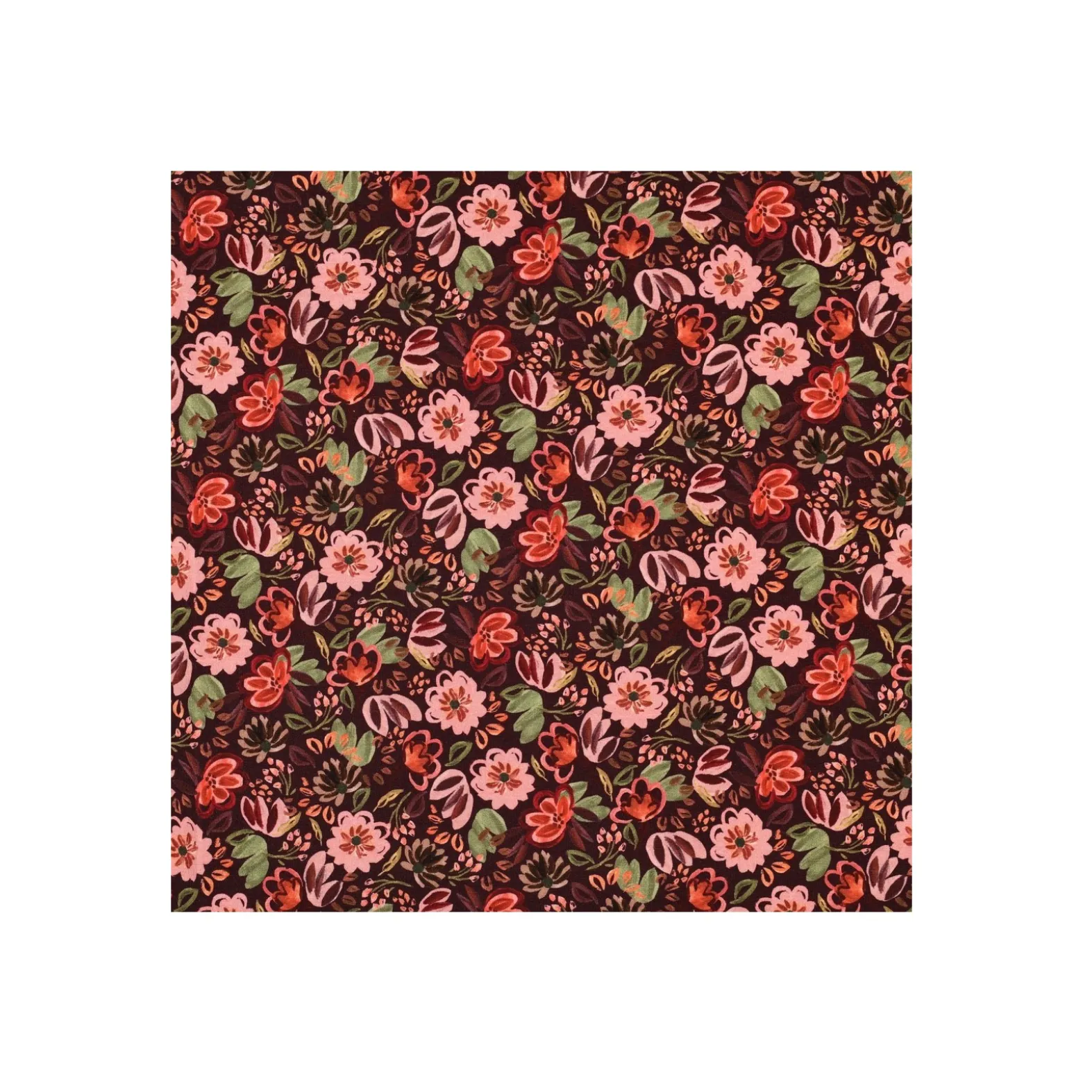 Tissu jersey Poppy Floralyne - bordeaux