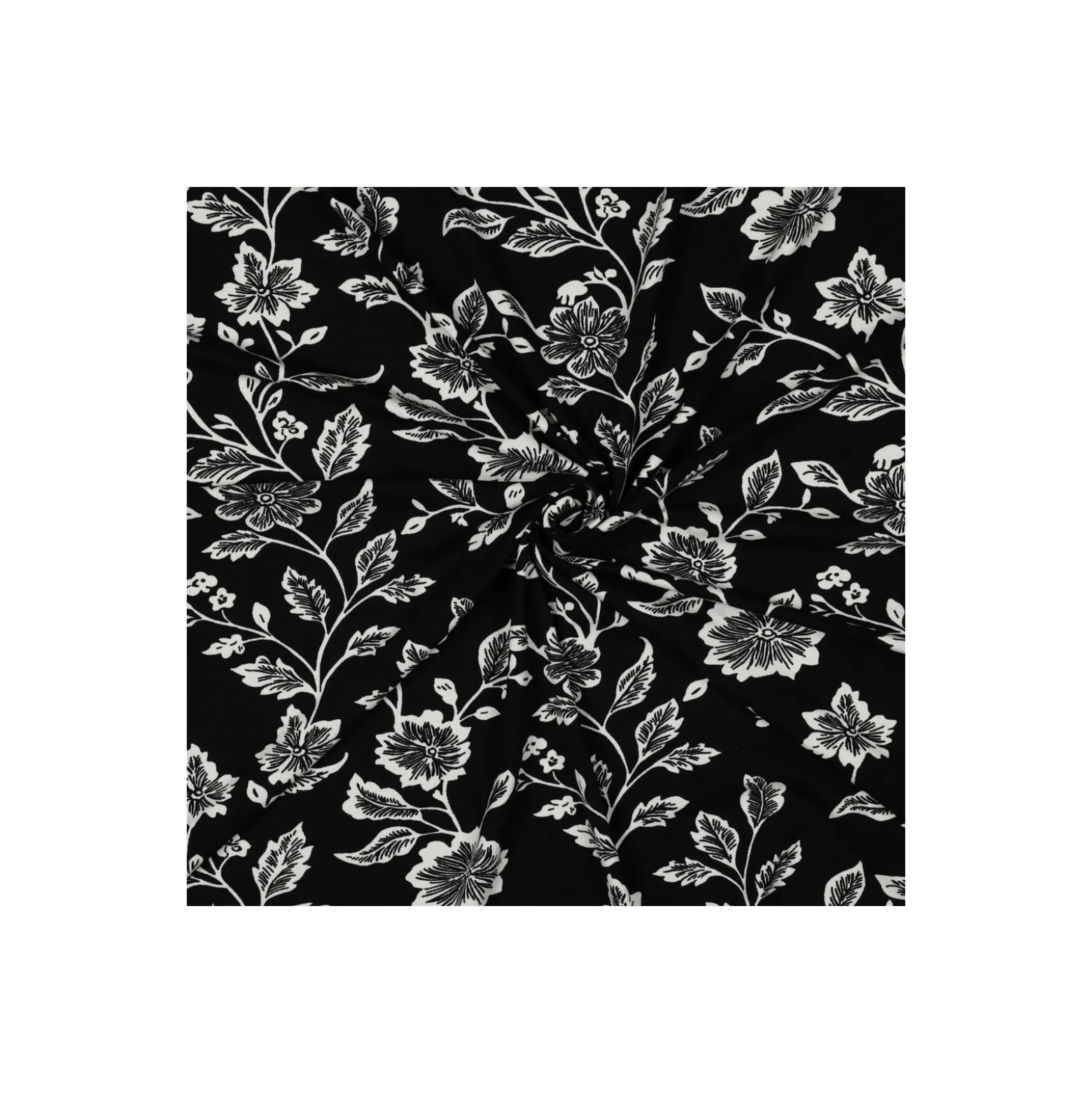 Tissu jersey viscose Pommé fabrics Botanie - noir