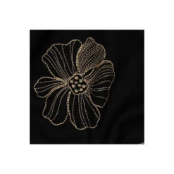 Tissu lin viscose brodé Aurea - noir