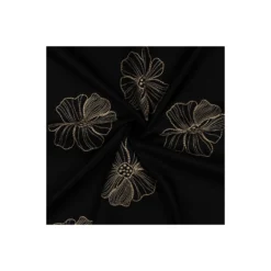 Tissu lin viscose brodé Aurea - noir