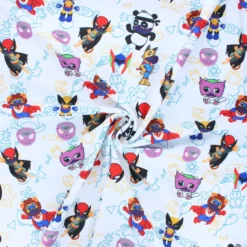 Tissu lycra maillot de bain Super animals - blanc