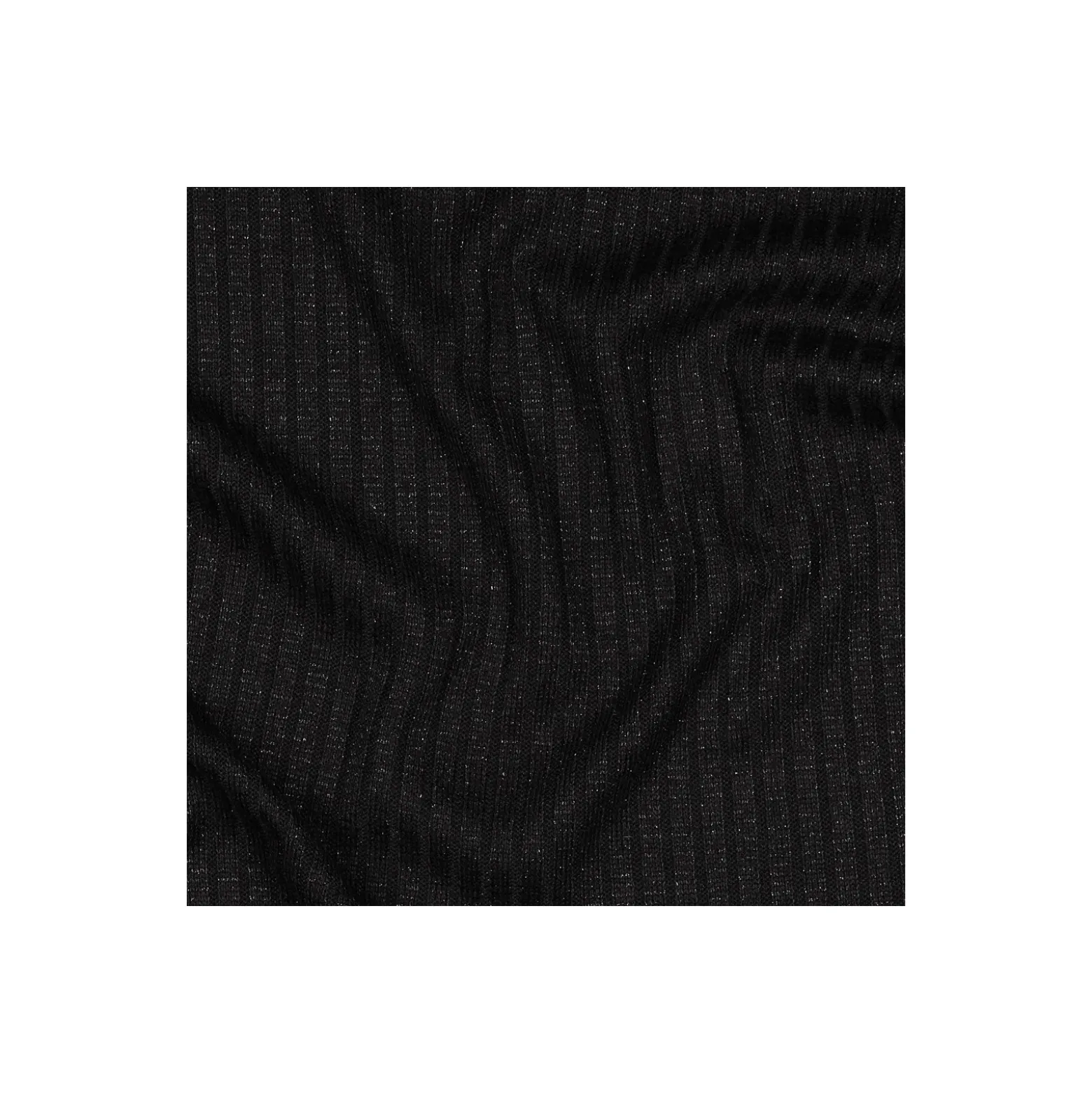 Tissu maille tricot côtelé lurex - noir